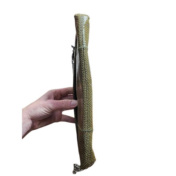 Chi by Carlos Falshi Olive Green Genuine Leather Lambskin Chain Strap Shoulder P - Picture 7 of 12